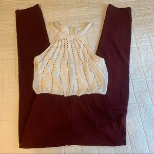 Elegant Cream & Maroon Jumper